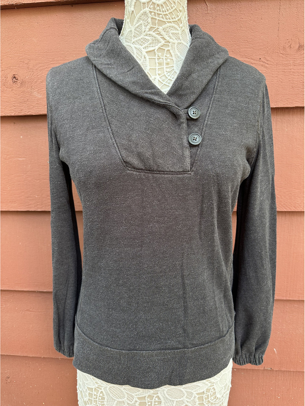 Converse One Star Pullover Sweatshirt Gray Black Cowl